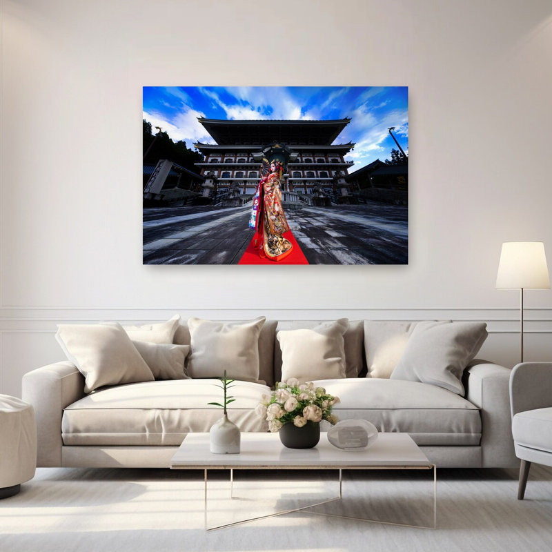 Impression sur art mural japonais, temple japonais, H 40 po x l 60 po