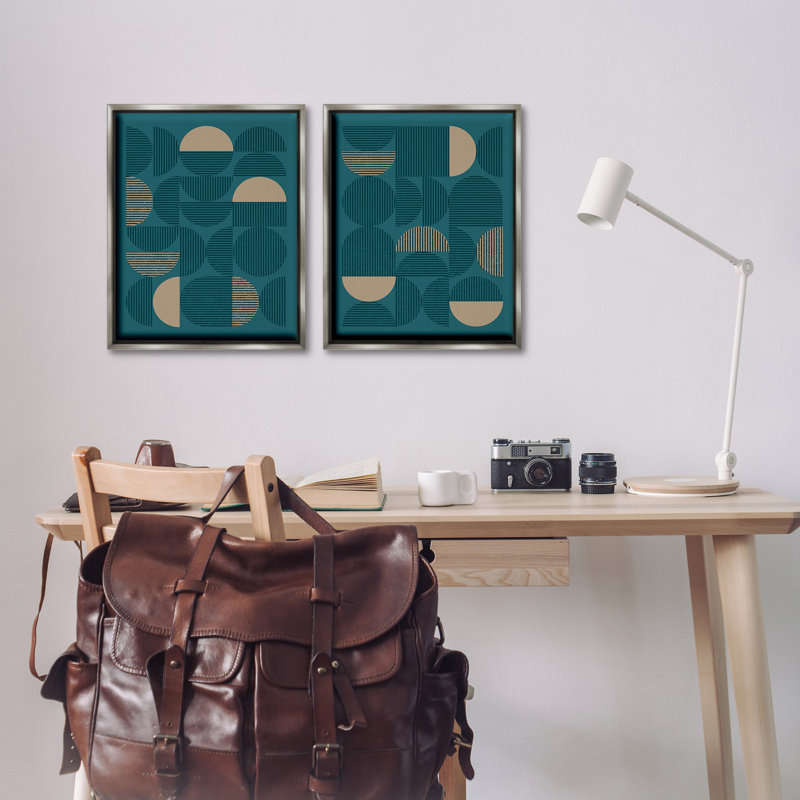 Ensemble de 2 toiles flottantes encadrées Minimalist, H 21 po x l 17 po, Cadre flottant gris lustré