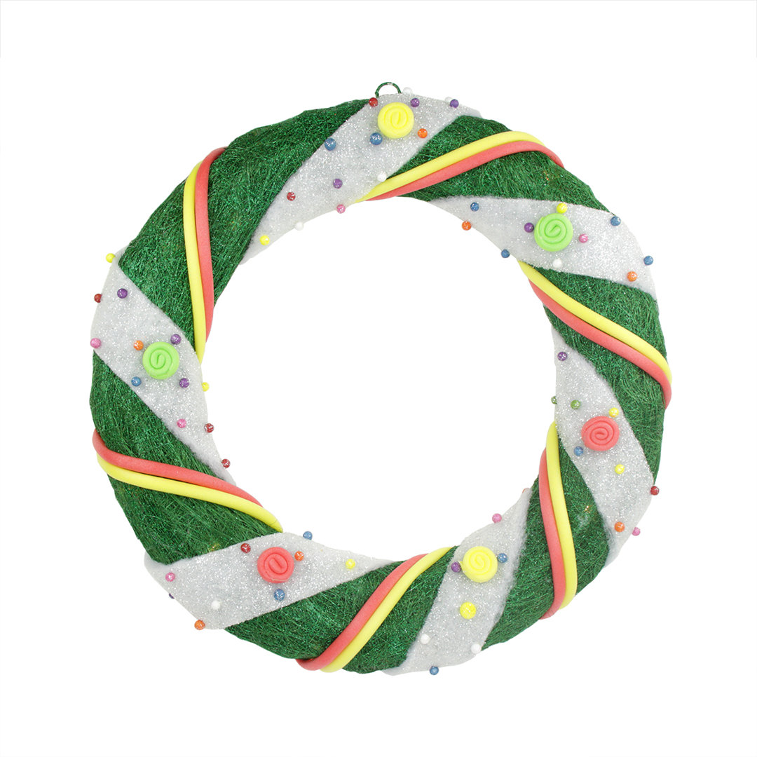 Pre-Lit Candy Striped Sisal Artificial Christmas Wreath - Clear Lights Northlight Seasonal Wreath