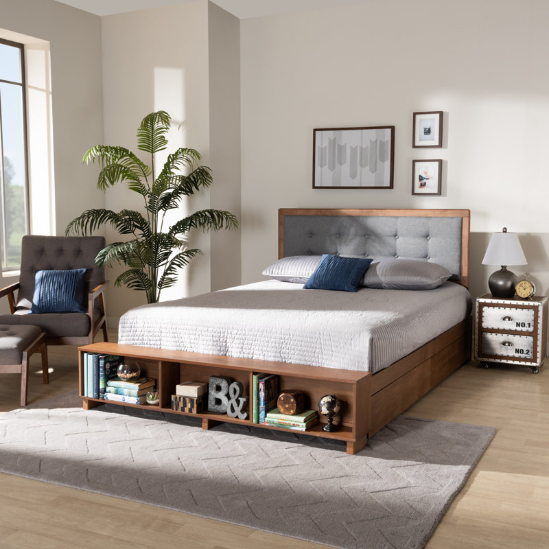 Antwan Upholstered Platform Bed, King, Brown/Dark Gray