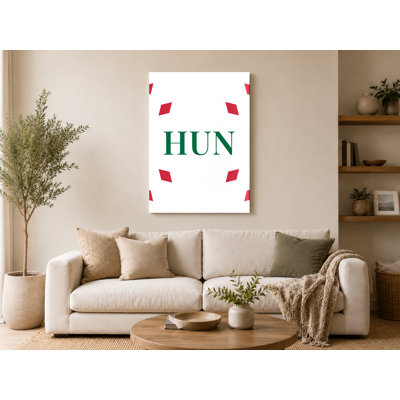 Hungary World Flag Luxury Diamond Monogram — Red White Green — Canvas Wall Art