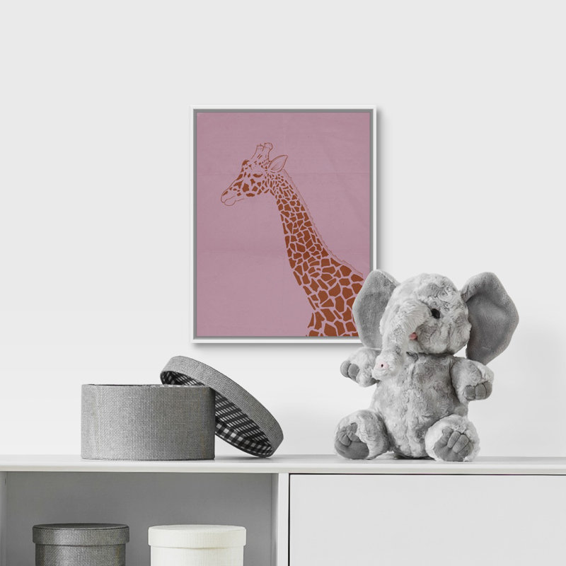 « giraffe i kids », art encadré, H 14 po x l 11 po x P 1,2 po, Cadre pour toile flottant blanc
