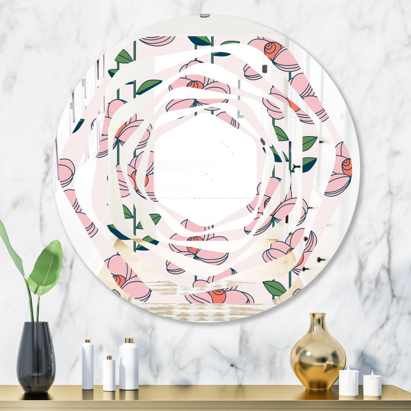 Miroir mural Whirl Coastal, H 31,5 po x l 31,5 po, Tourbillon floral botanique douzième