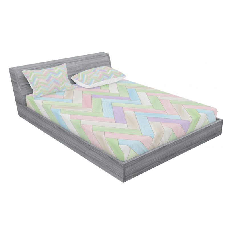 Microfiber Chevron Sheet Set, Queen Sheet Set with Fitted Sheet