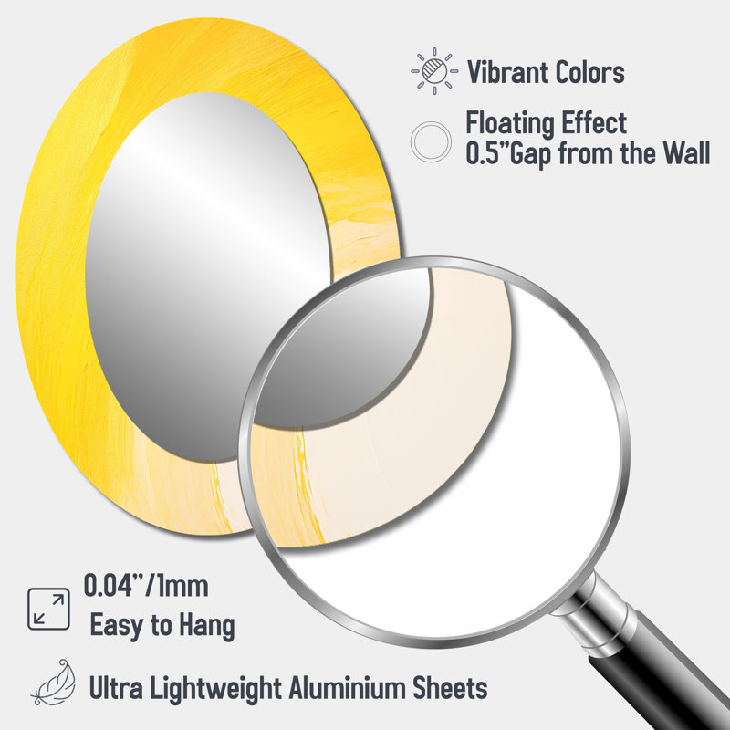 Yellow Chroma Curve - Miroir mural jaune traditionnel, H 40 po x l 30 po