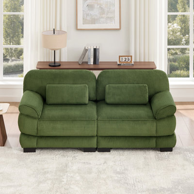 76.4" Modern Upholstered Sofa with Two Pillows Included