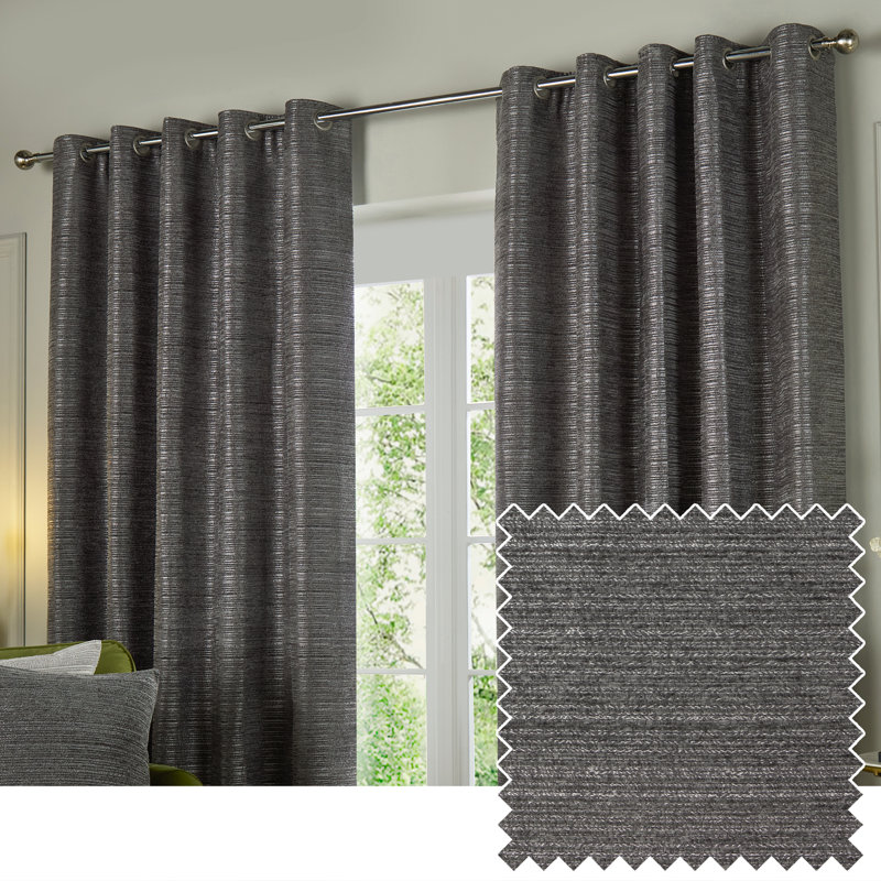 Jupiter Room Darkening Curtain Panel Pair, Grey, 229cm Width x 229cm Drop