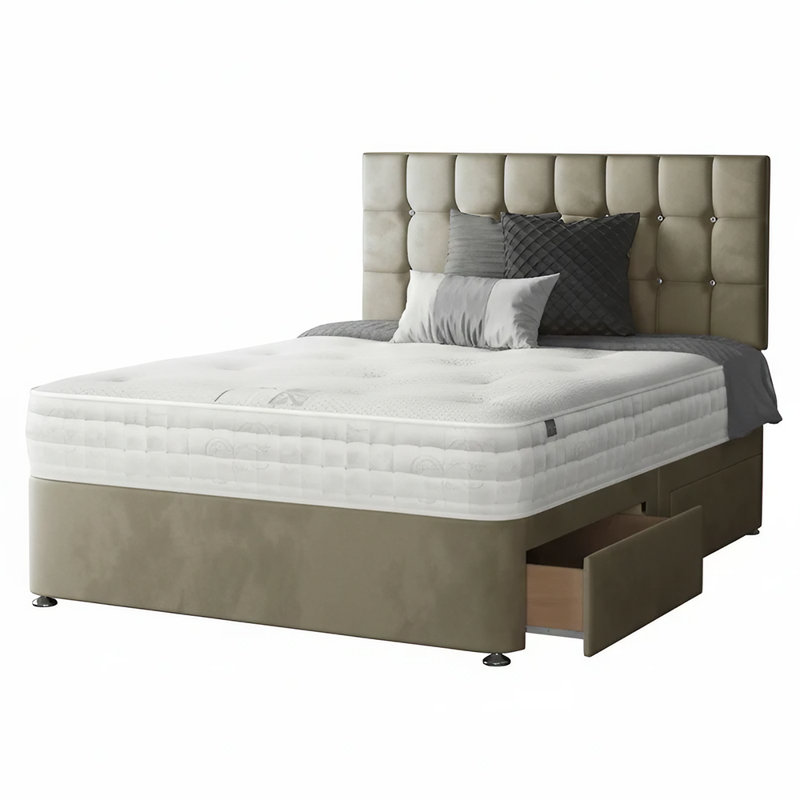 Fales Upholstered Bed, Super King (6'), Coffee, 2 Foot-end Drawers