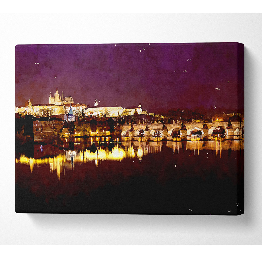 Purple City Reflections - Kunstdrucke auf Segeltuch