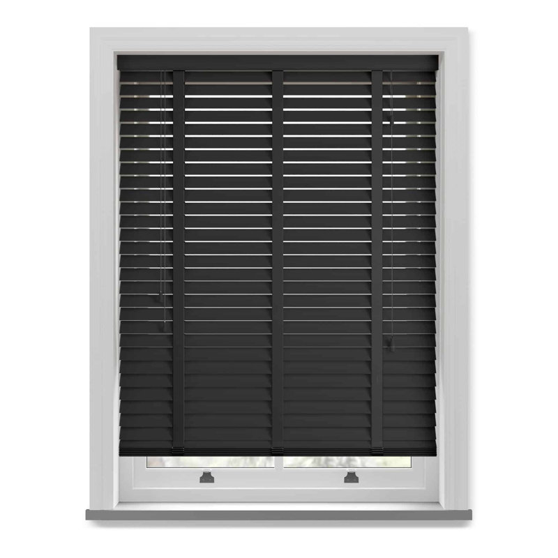 Fauxwood Tape Venetian Blind, 174cm W x 150cm L, Charcoal