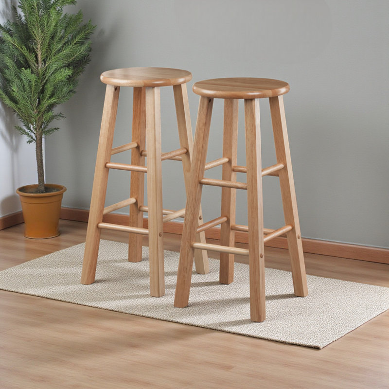 Darian Four Leg Natural 2-Pieces Bar Stool Set, 28.73'' H X 13.38'' W X 13.38'' D, Natural