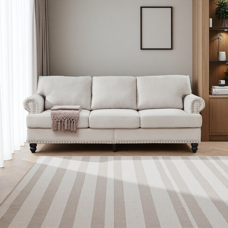 Canapé en tissu rembourré 83 po, Beige