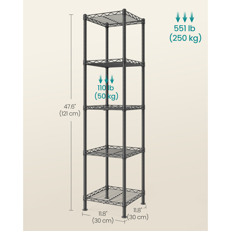 Metal Shelving Unit, 121cm H x 30cm W x 30cm D