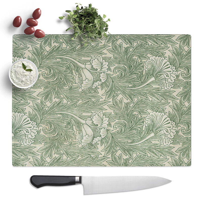 Tulips Print By William Morris Pattern  Glass Chopping Board