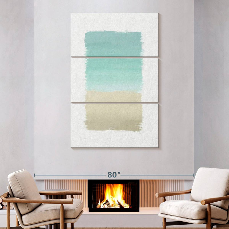 Avery turquoise abstrait sur fond blanc, H 74 po x l 48 po