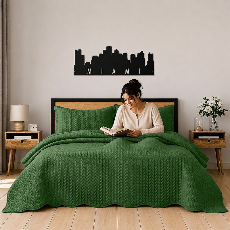 Ensemble de couvre-lit surdimensionné en microfibre estampé - Literie réversible légère et respirante avec taies décoratives