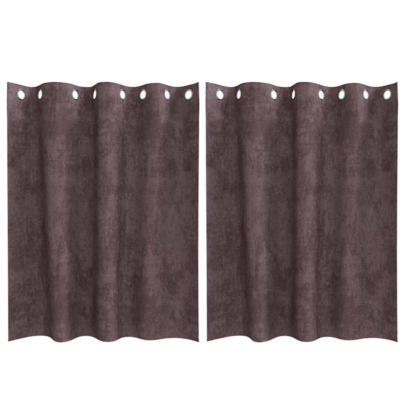 Alithia Velvet Room Darkening Curtain Pair, Brown, 140cm Width x 140cm Drop