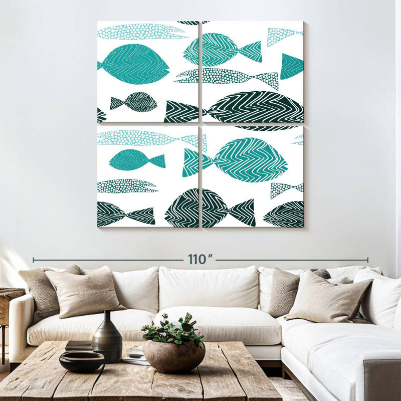 Brampt Abstract Fish School, 74" H x 74" W