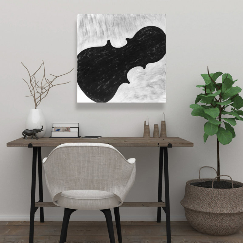 Toile violon silhouette | Art mural décoratif de chambre à coucher monochrome