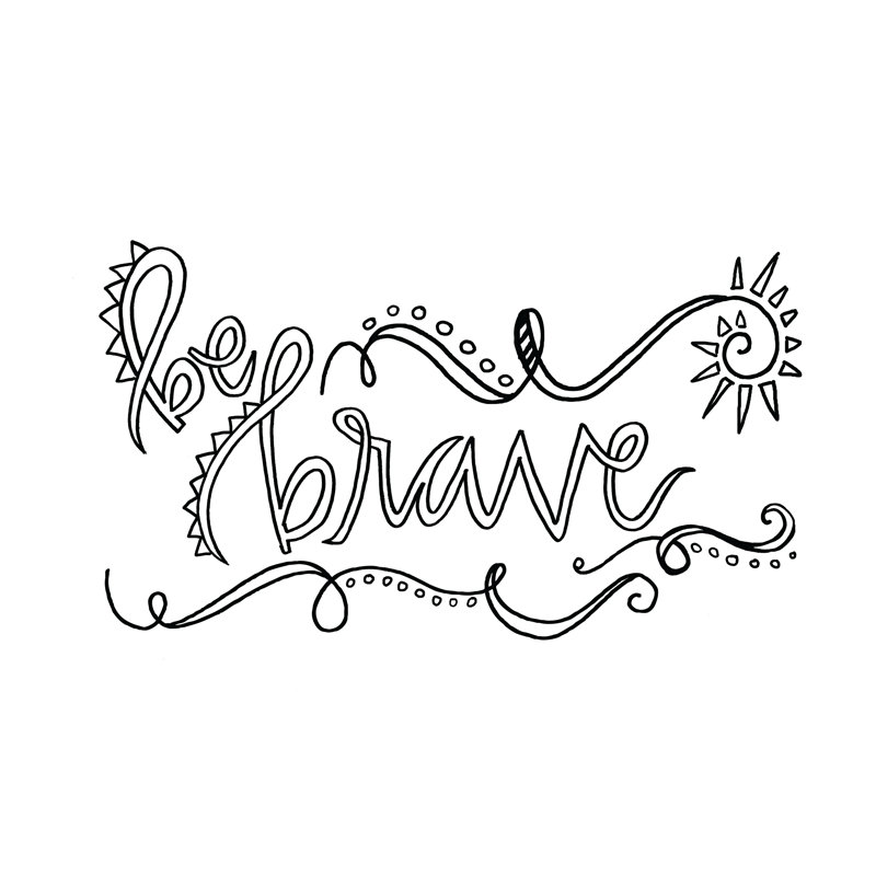 Be Brave Outline - Wrapped Canvas Art Prints, 30cm H x 46cm W x 3.8cm D