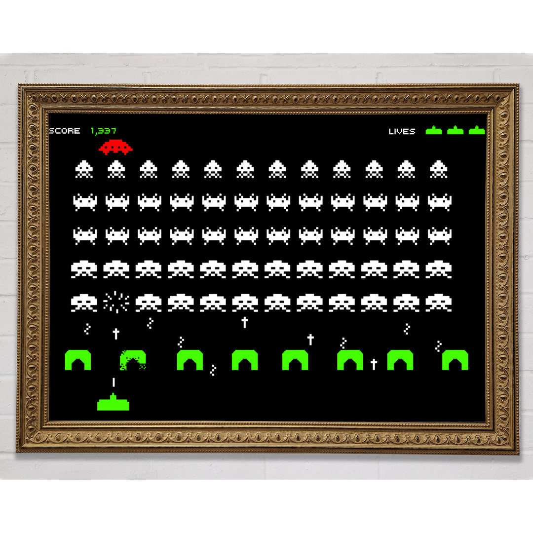 Space Invaders Gerahmter Druck