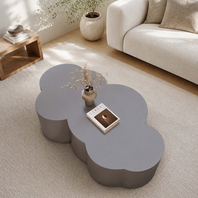Table basse moderne de luxe en acier inoxydable de 41,3 pouces, table d'appoint décorative pour les grands espaces de vie