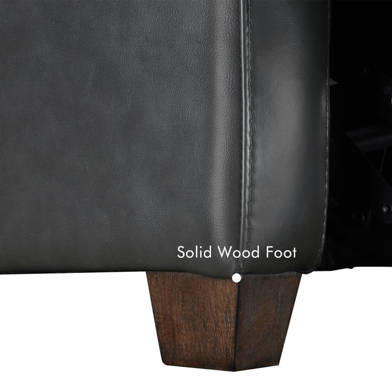 Canapé inclinable à trois moteurs en cuir véritable avec port USB-C Rumilly, Cuir noir