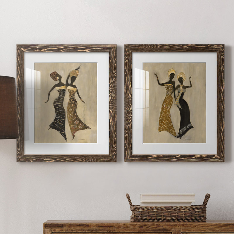 «Celebration I», ensemble de 2 reproductions d'art, Blanc, H 24 po x l 36 po x P 1,5 po, Papier, cadre noyer