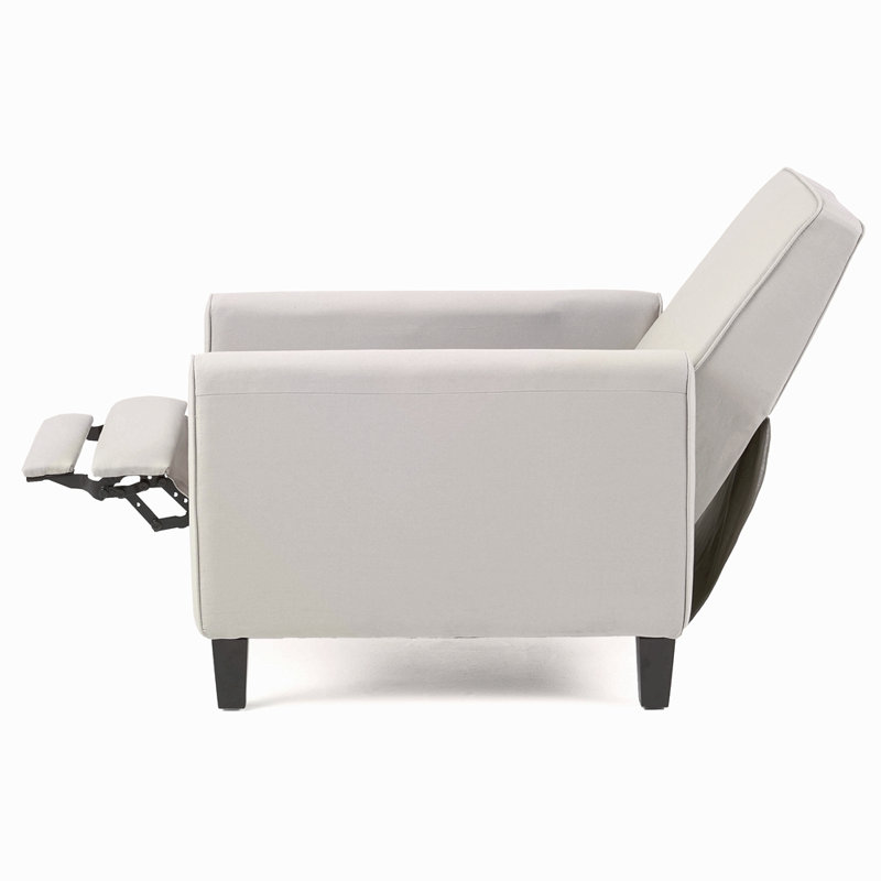 Cantalupo 26.75" W Manual Push Back Upholstered Club Recliner,  Light Gray Linen
