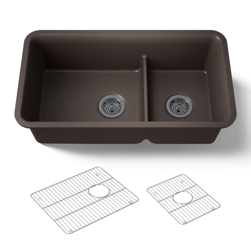 Cairn Smart Divide 33-1/2" Undermount Kitchen Sink, Brown
