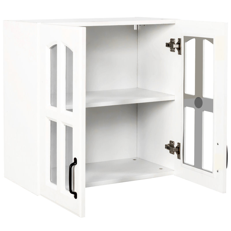 Armoire murale, armoire murale avec porte vitrée, armoire flottante avec tablettes réglables pour la cuisine, la salle de bain et le salon