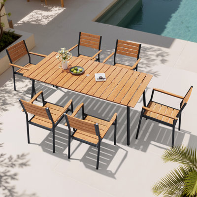 Muntz 6 - Person Metal Patio Dining Set with Rectangular Table