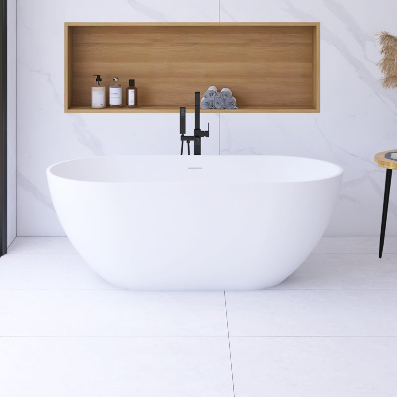 59'' x 29.5'' Freestanding Soaking Solid Surface Bathtub