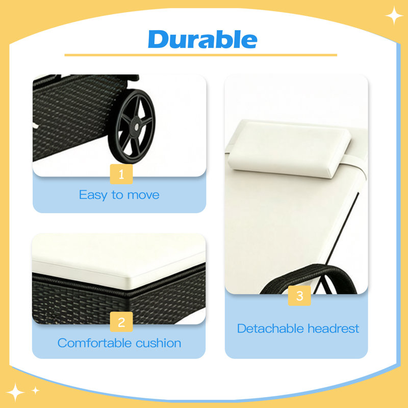 Adjustable Backrest Outdoor Lounge Chair,Rattan Chaise Lounge,Comfortable Lounge chair