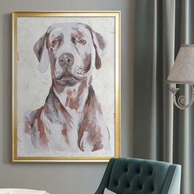 «Sitting Dog I», toile encadrée de qualité supérieure - prête à être accrochée