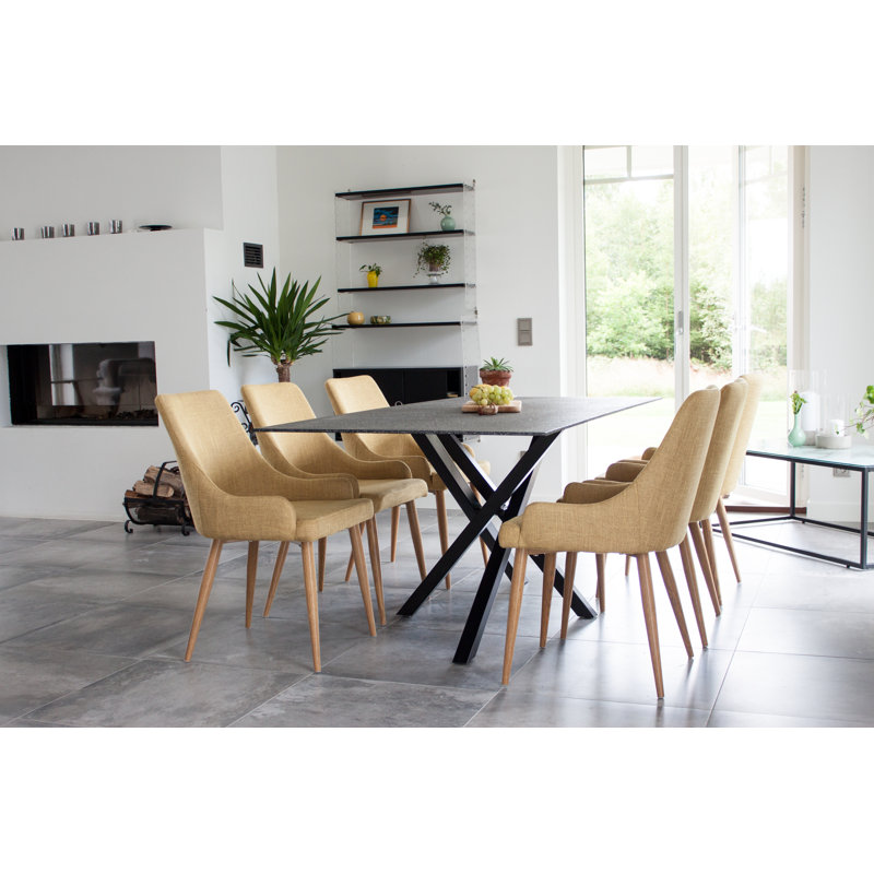 Chelsey 6 - Person Dining Set, Black, Mustard