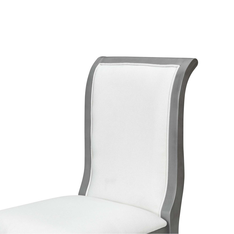 Ensemble de 2 chaises d'appoint traditionnelles rembourrées en bois massif, Gris