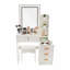 Petit meuble-lavabo blanc avec miroir et lampe de maquillage compacte à lumière DEL avec éclairage à intensité variable 3 couleurs et 4 tiroirs avec tabouret de chambre