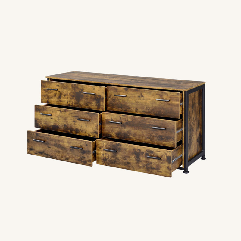 Commode en chêne rustique et finition noire