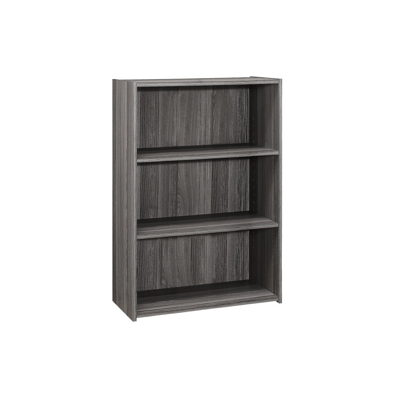 36"H, 4 Tier, Bookcase, Bookshelf, Grey Laminate, Transitional, Office, Bedroom, Space Saving, 2 Adjustable Shelves, Assembly Required Tier 36"H Laminate Bookshelf Bookcase Transitional For Bedroom