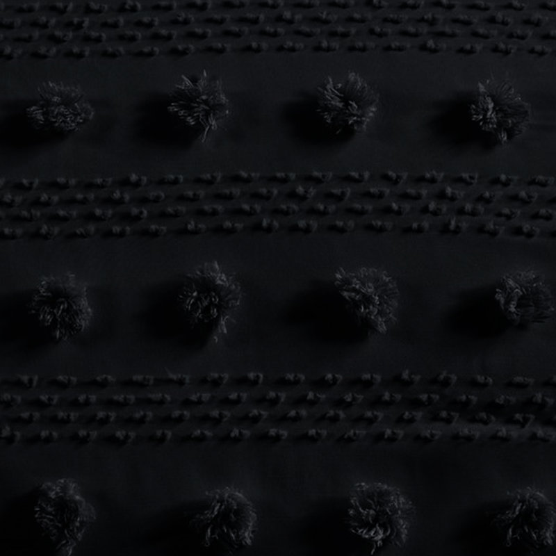 Lit simple / simple TG - rembourré et édredon en tissu vapeur, Édredon simple + 2 taies décoratives, Noir