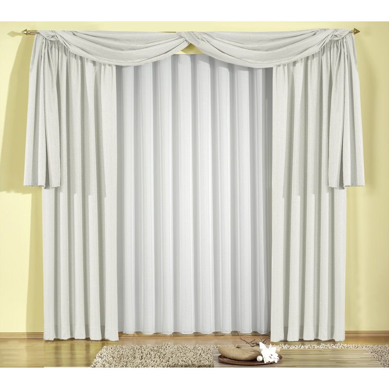 Friedland Synthetic Window Scarf, Single Panel, Opaque, 500cm Width x 135cm Drop, Natural