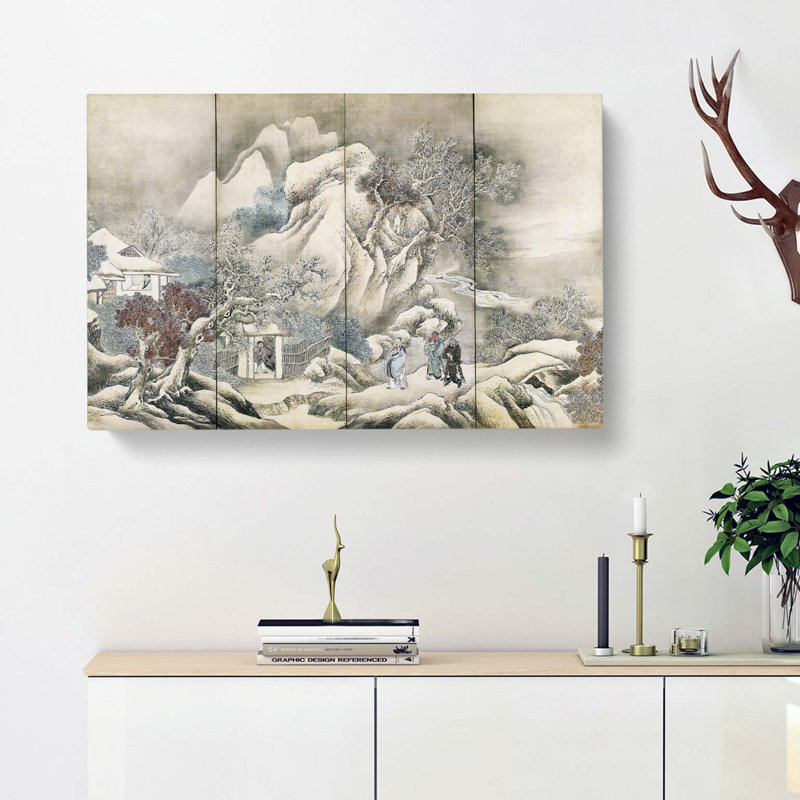 Liu Bei Visiting Zhuge Liang by Yosa Buson - Wrapped Canvas Art - Wrapped Canvas, 50cm H x 76cm W x 3cm D