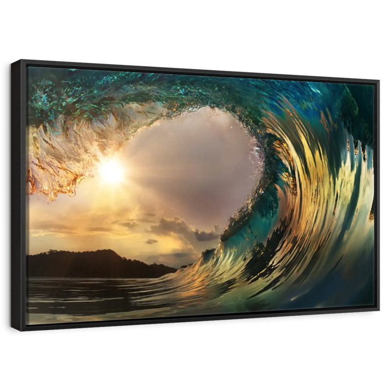 Cristal vague de l'océan, Cadre flottant noir, 40 po x 27 po