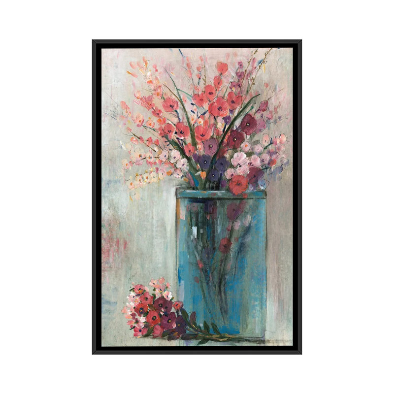 «Blue Jar I», reproduction d'art sur toile encadrée, H 26 po x l 18 po, Toile à cadre flottant sans passe-partout, Noir