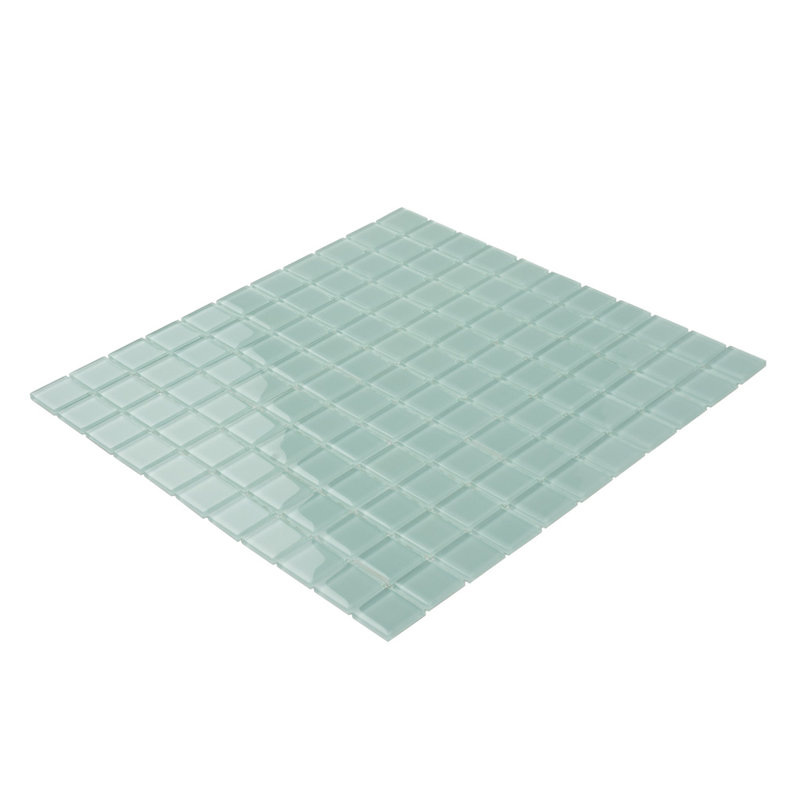 1" x 1" Polished Glass Mosaic Tile, Ice