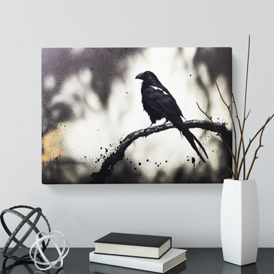 Brave Raven Bird - Wrapped Canvas Painting
