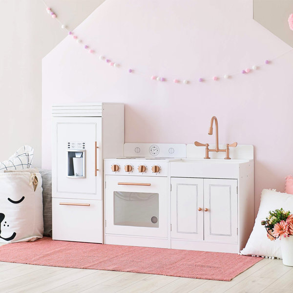 Teamson Kids Little Chef Paris Modular Wooden Play Kitchen, White/Rose ...