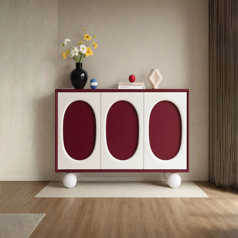 Armoire d'appoint moderne et multifonctionnelle en bois massif, Rouge