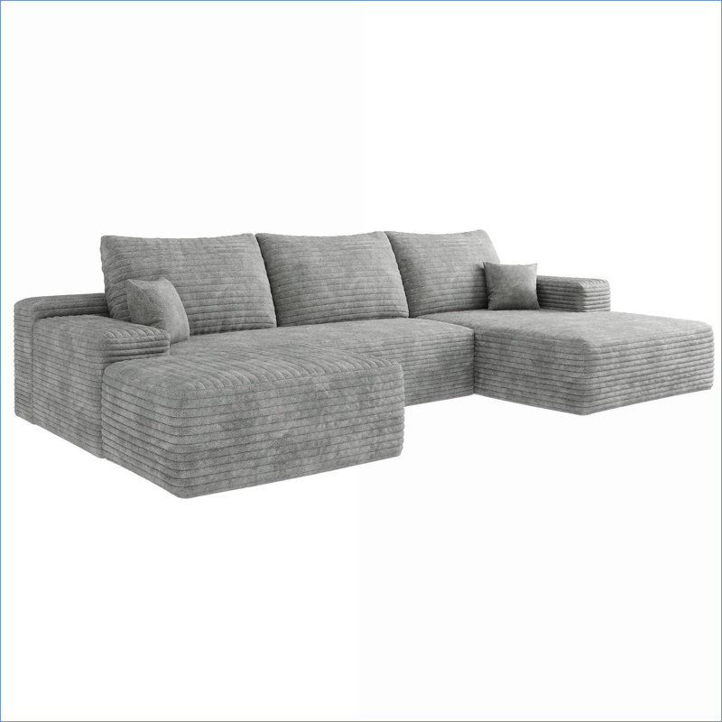 Canapés modulaires | Canapé modulaire 107 po en forme de U avec repose-pieds, sans assemblage, pour salon | gris | mousse
